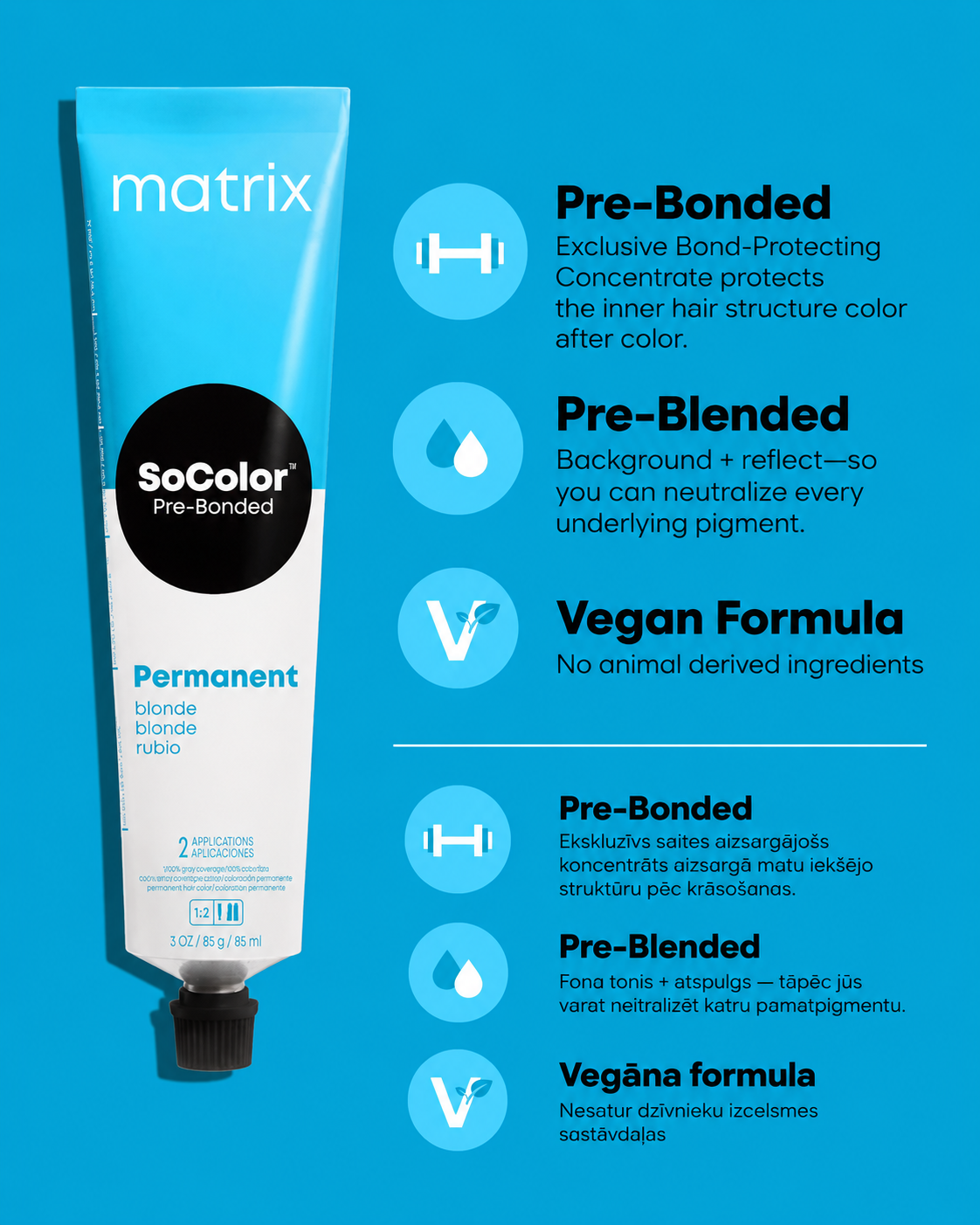 Matrix SoColor Pre-Bonded Permanent Blonde — krāsa blondiem matiem